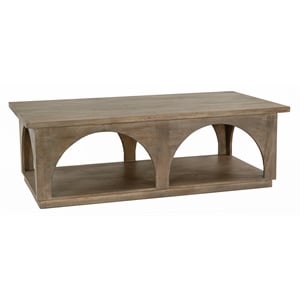 Pemberly Row Solid Mango Wood Coffee Table in North Creek Brown Finish