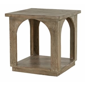 Pemberly Row Solid Mango Wood End Table in North Creek Brown Finish
