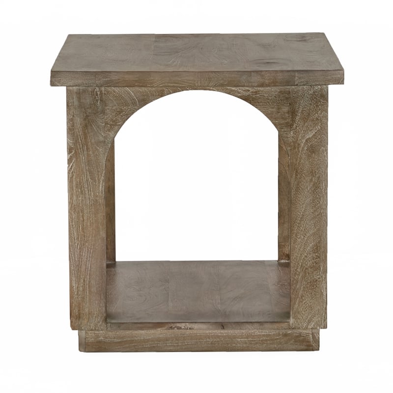 Pemberly Row Solid Mango Wood End Table in North Creek Brown Finish