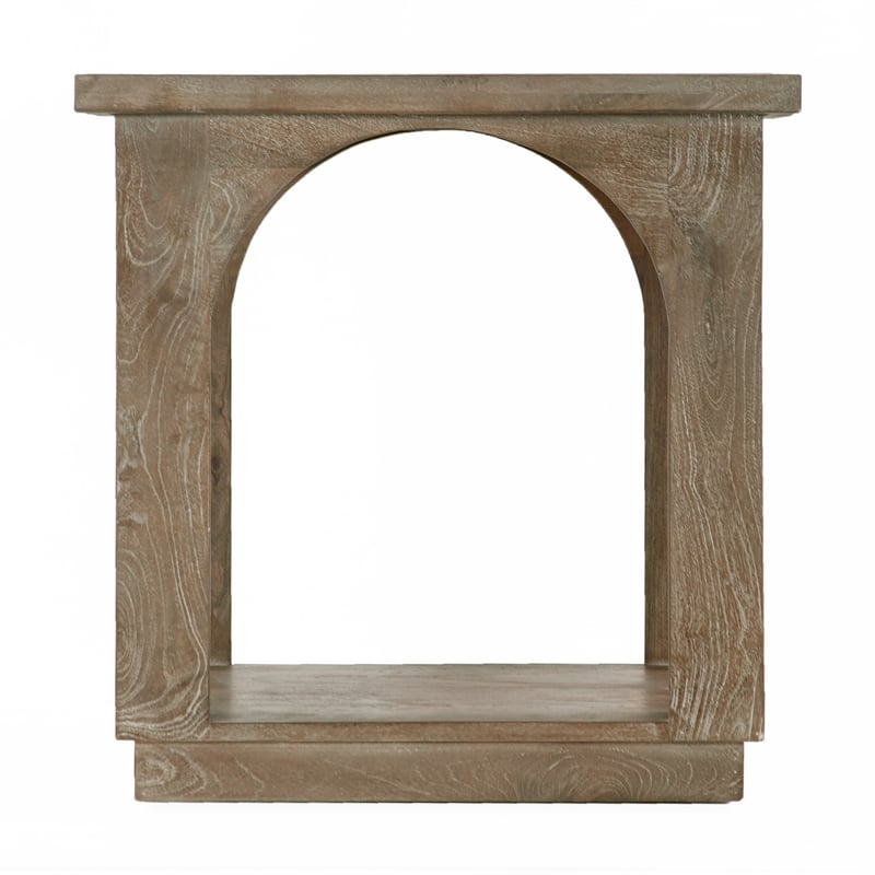 Pemberly Row Solid Mango Wood End Table in North Creek Brown Finish