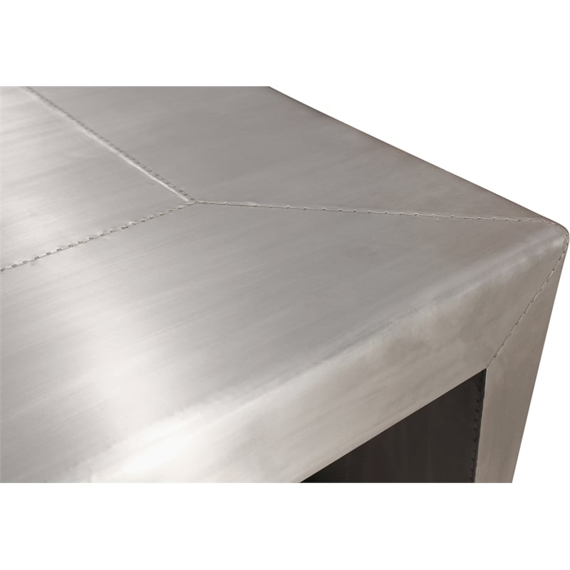 Pemberly Row End Table with Aluminum Metal Cladding on Solid Wood