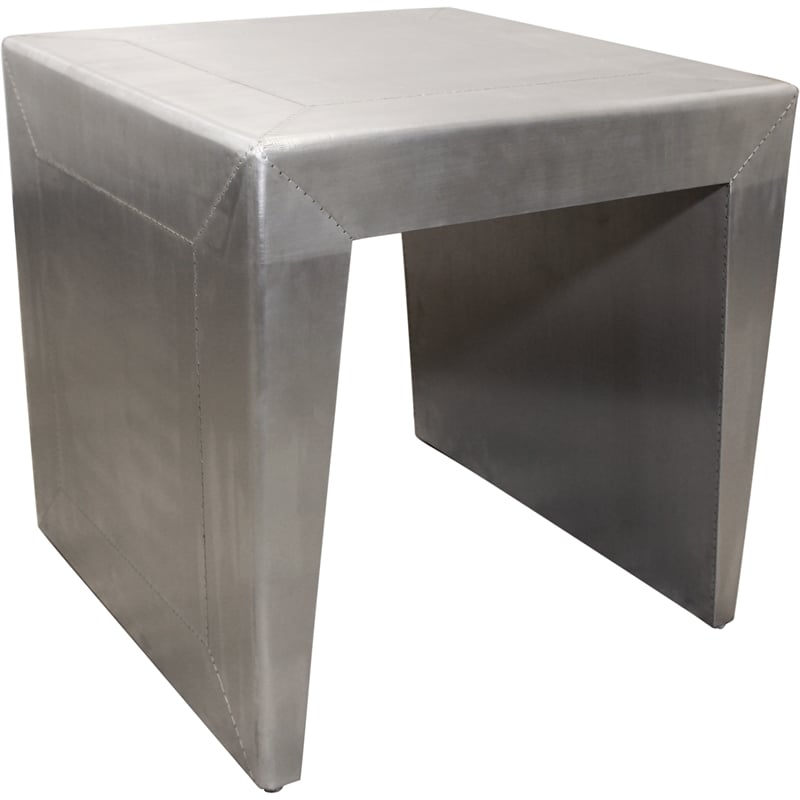 Pemberly Row End Table with Aluminum Metal Cladding on Solid Wood