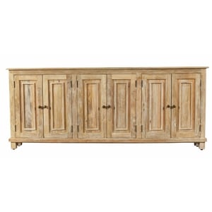 Pemberly Row 6-Door Solid Mango Wood Sideboard in Coastal Natural Finish
