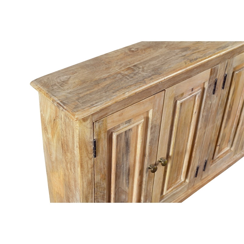 Pemberly Row 6-Door Solid Mango Wood Sideboard in Coastal Natural Finish