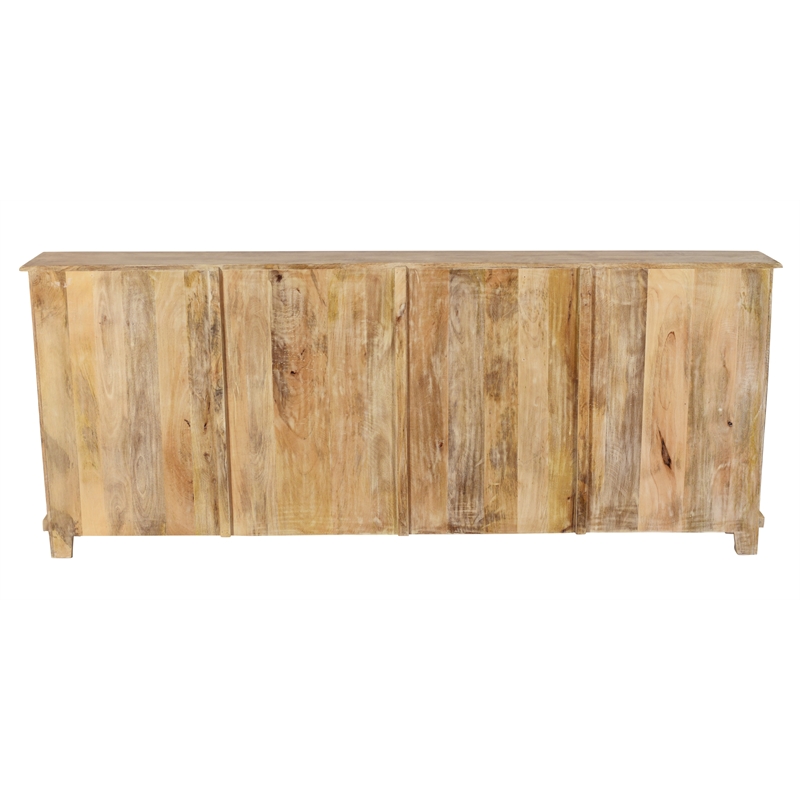 Pemberly Row 6-Door Solid Mango Wood Sideboard in Coastal Natural Finish