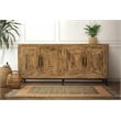 Pemberly Row 4-Door Solid Wood Sideboard with Natural Finish on Iron Base