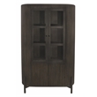 Pemberly Row 4-Door Solid Mango Wood Glass Cabinet in Espresso Finish