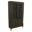 Pemberly Row 4-Door Solid Mango Wood Glass Cabinet in Espresso Finish