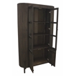 Pemberly Row 4-Door Solid Mango Wood Glass Cabinet in Espresso Finish