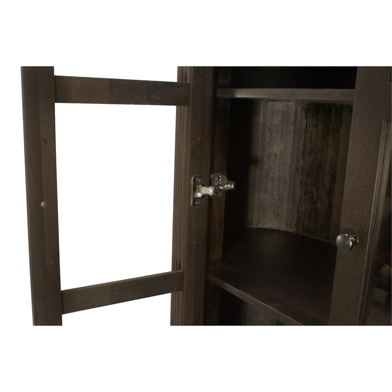 Pemberly Row 4-Door Solid Mango Wood Glass Cabinet in Espresso Finish