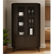 Pemberly Row 4-Door Solid Mango Wood Glass Cabinet in Espresso Finish