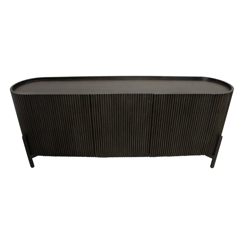 Pemberly Row 3-Door Solid Mango Wood Sideboard in Espresso Finish