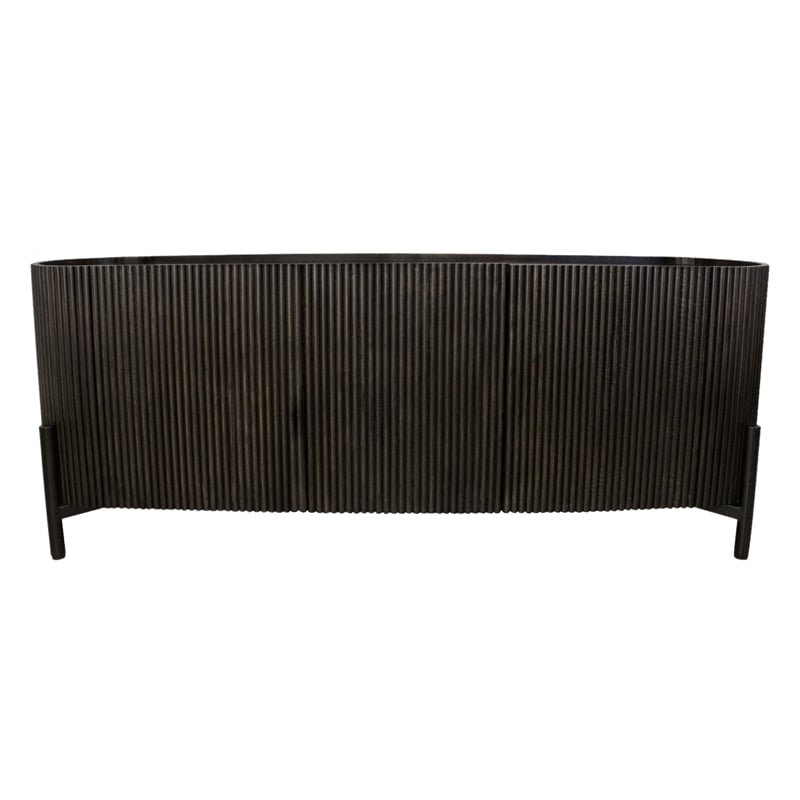 Pemberly Row 3-Door Solid Mango Wood Sideboard in Espresso Finish
