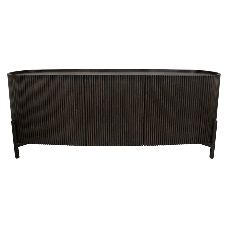 Pemberly Row 3-Door Solid Mango Wood Sideboard in Espresso Finish
