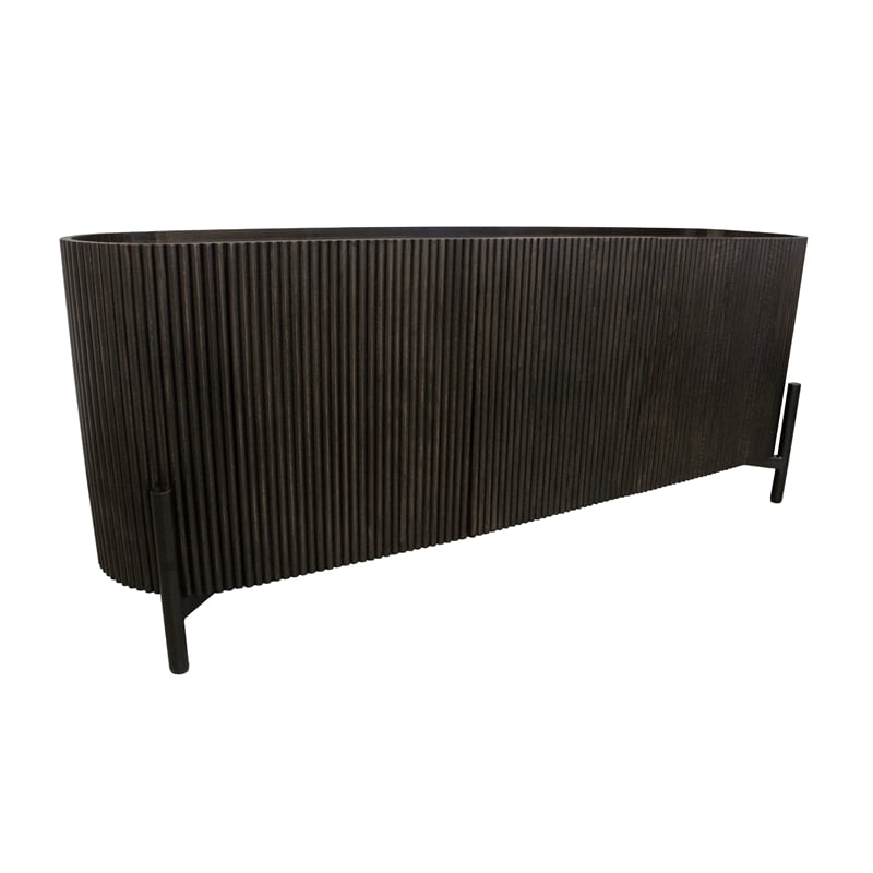 Pemberly Row 3-Door Solid Mango Wood Sideboard in Espresso Finish