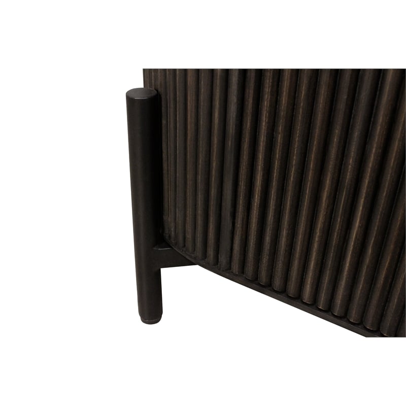 Pemberly Row 3-Door Solid Mango Wood Sideboard in Espresso Finish