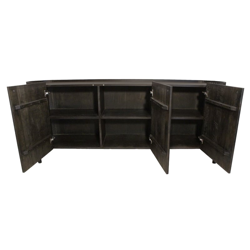 Pemberly Row 3-Door Solid Mango Wood Sideboard in Espresso Finish