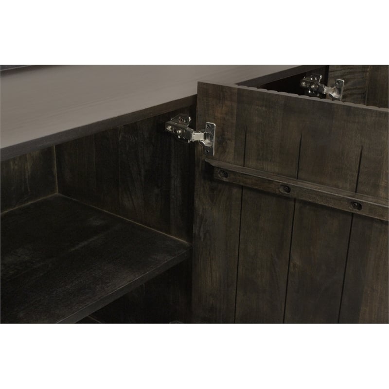 Pemberly Row 3-Door Solid Mango Wood Sideboard in Espresso Finish