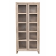 Pemberly Row Reclaimed Solid Wood Glass Cabinet in Light Ash Ivory Finish