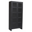 Pemberly Row Reclaimed Solid Wood Glass Cabinet in Graphite Black Finish