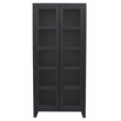 Pemberly Row Reclaimed Solid Wood Glass Cabinet in Graphite Black Finish