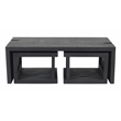 Pemberly Row 3-Piece Reclaimed Solid Wood Cocktail Table Set in Ebony Gray