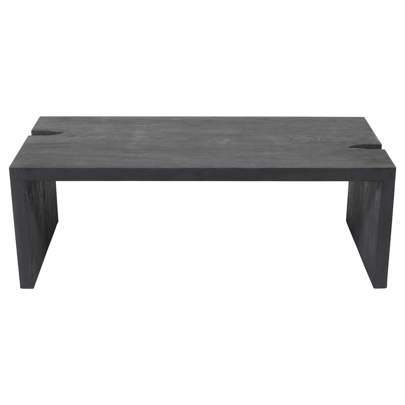 Pemberly Row 3-Piece Reclaimed Solid Wood Cocktail Table Set in Ebony Gray