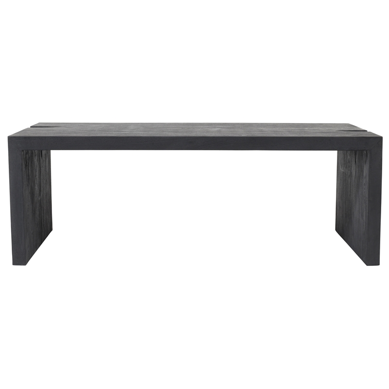 Pemberly Row 3-Piece Reclaimed Solid Wood Cocktail Table Set in Ebony Gray