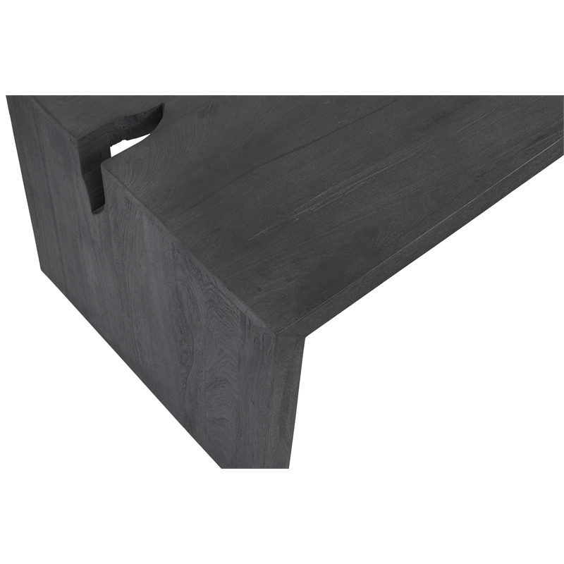 Pemberly Row 3-Piece Reclaimed Solid Wood Cocktail Table Set in Ebony Gray