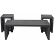 Pemberly Row 3-Piece Reclaimed Solid Wood Cocktail Table Set in Ebony Gray