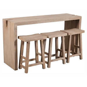 Pemberly Row 4-Piece Reclaimed Wood Counter Table Set in Light Ash Ivory