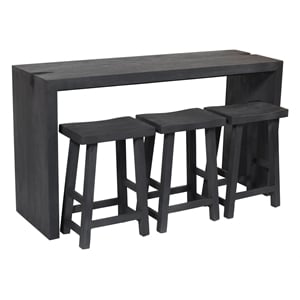 Pemberly Row 4-Piece Reclaimed Wood Counter Table Set in Graphite Black