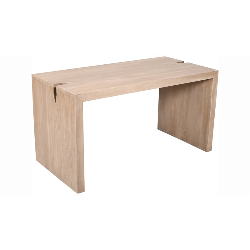 Pemberly Row Reclaimed Solid Wood Office Desk in Light Ash Ivory Finish