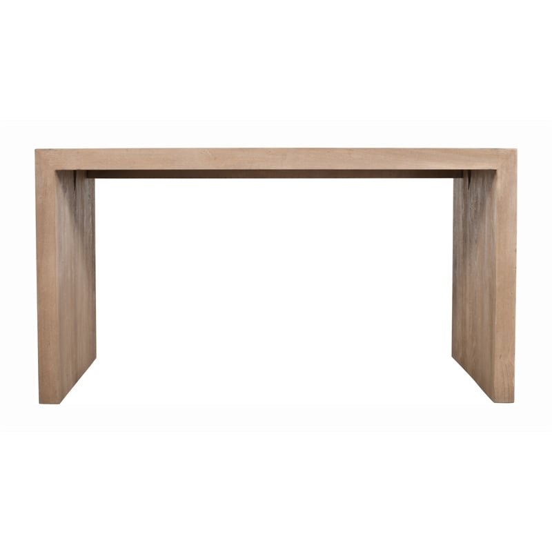 Pemberly Row Reclaimed Solid Wood Office Desk in Light Ash Ivory Finish