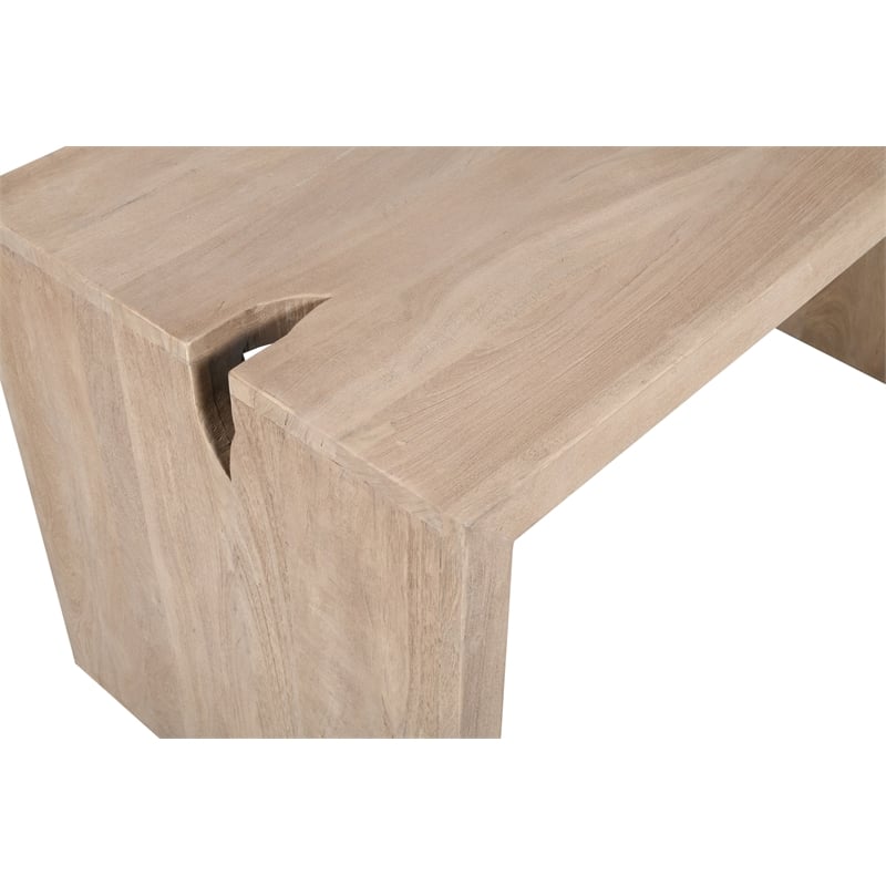 Pemberly Row Reclaimed Solid Wood Office Desk in Light Ash Ivory Finish
