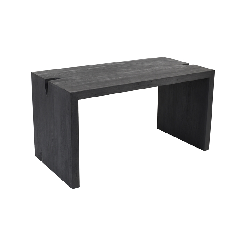 Pemberly Row Reclaimed Solid Wood Office Desk in Graphite Black Finish