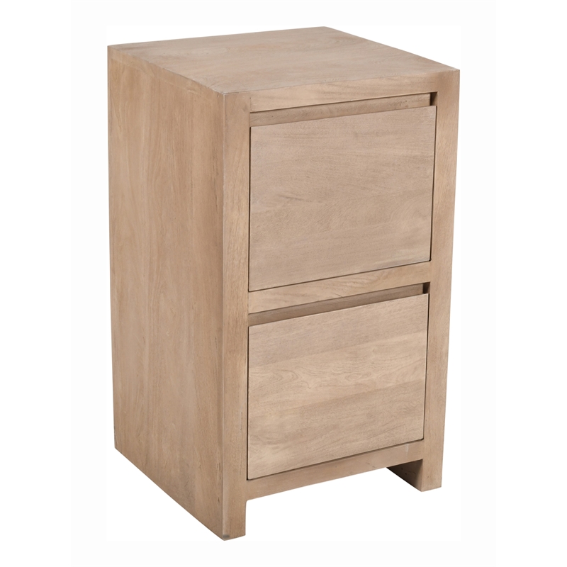 Pemberly Row 2-Drawer Reclaimed Solid Wood File Cabinet in Light Ash Ivory