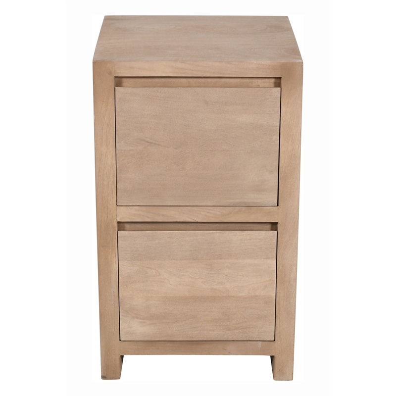 Pemberly Row 2-Drawer Reclaimed Solid Wood File Cabinet in Light Ash Ivory
