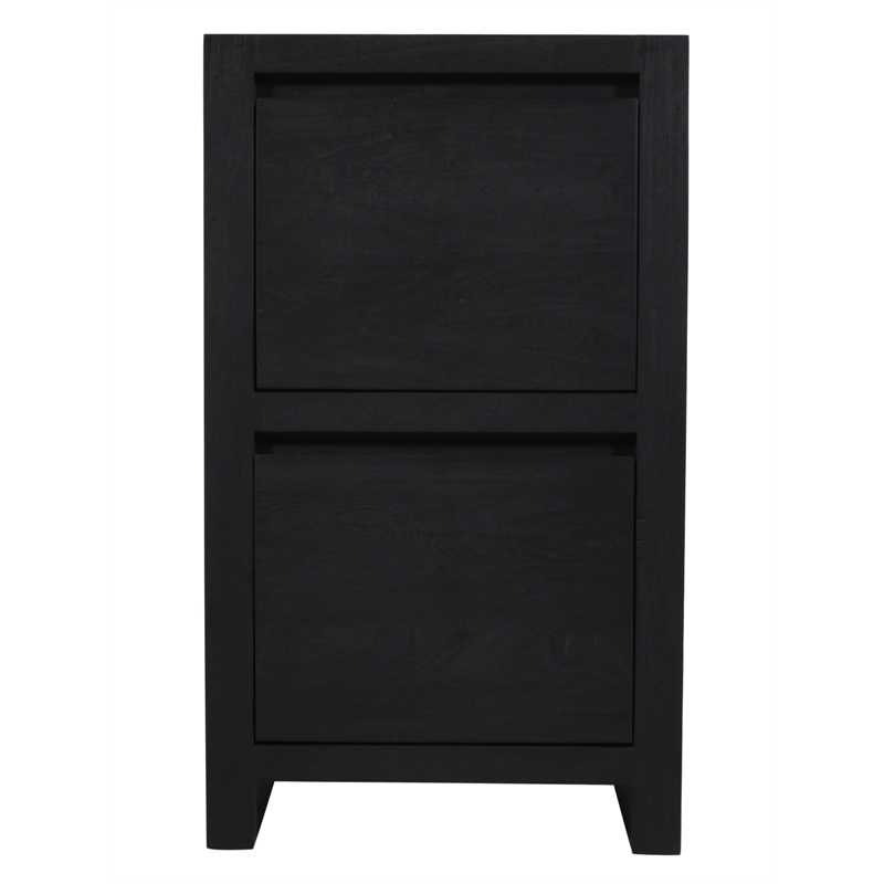 Pemberly Row 2-Drawer Reclaimed Solid Wood File Cabinet in Graphite Black