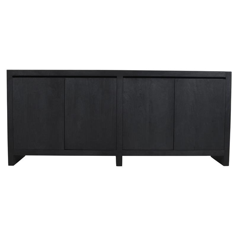 Pemberly Row 4-Door Reclaimed Solid Wood Sideboard in Graphite Black
