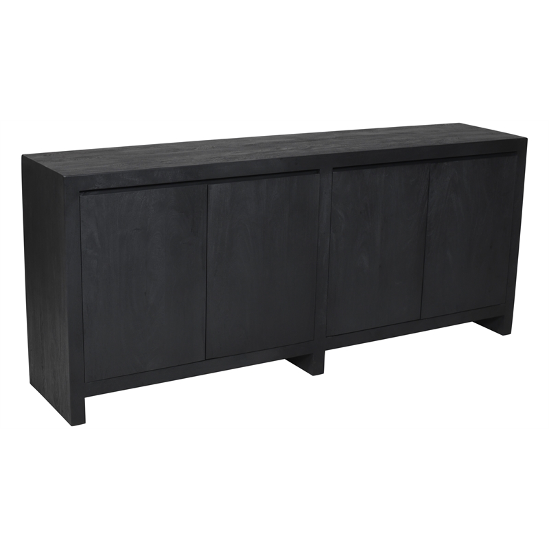 Pemberly Row 4-Door Reclaimed Solid Wood Sideboard in Graphite Black