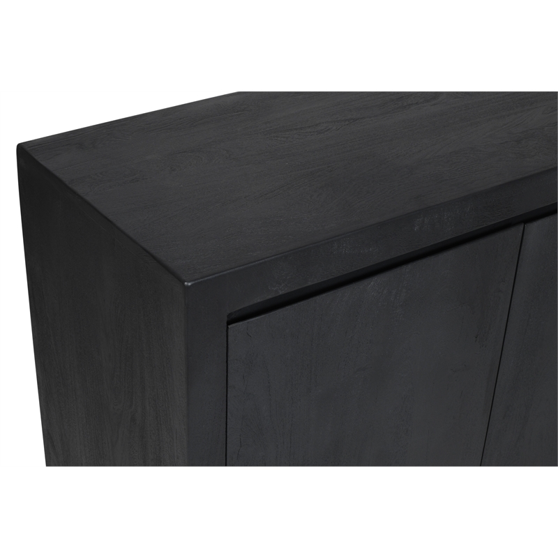 Pemberly Row 4-Door Reclaimed Solid Wood Sideboard in Graphite Black