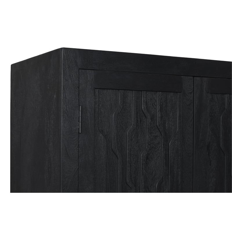 Pemberly Row Reclaimed Solid Wood Tall Cabinet in Graphite Black Finish