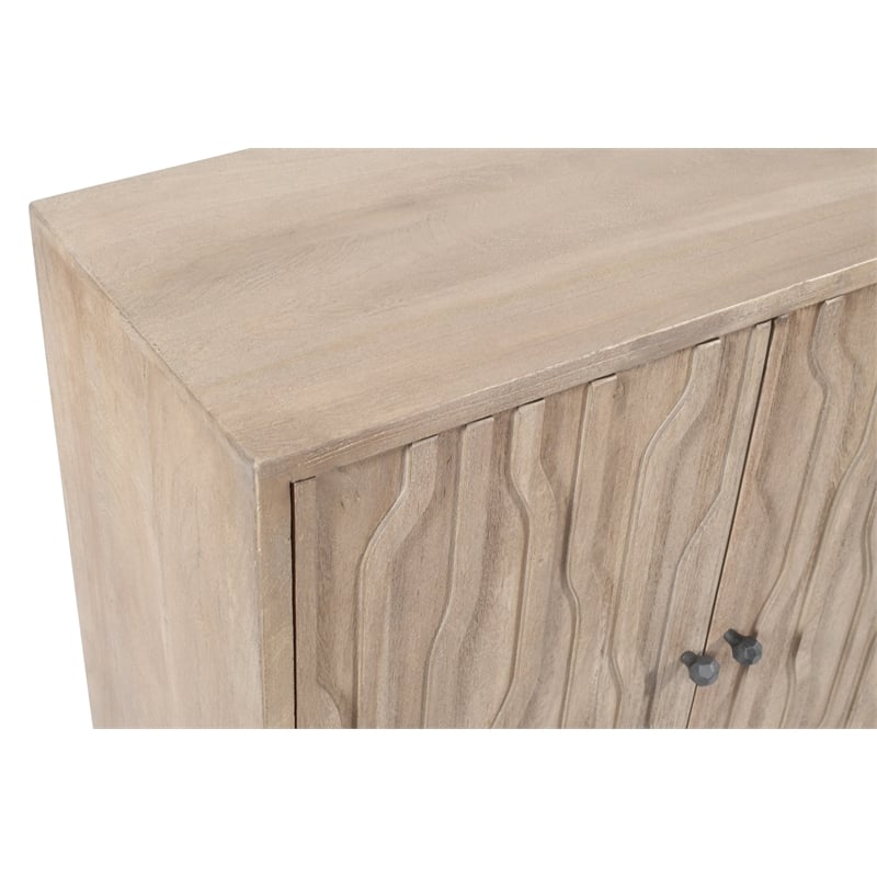 Pemberly Row 4-Door Reclaimed Solid Wood Sideboard in Light Ash Ivory