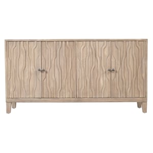 Pemberly Row 4-Door Reclaimed Solid Wood Sideboard in Light Ash Ivory