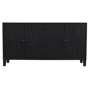 Pemberly Row 4-Door Reclaimed Solid Wood Sideboard in Graphite Black