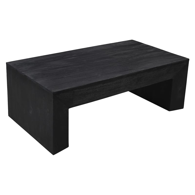Pemberly Row Solid Mango Wood Cocktail Table in Charcoal Gray Finish