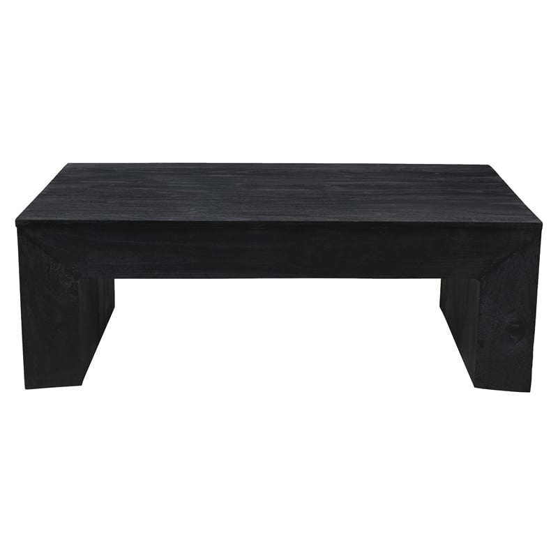 Pemberly Row Solid Mango Wood Cocktail Table in Charcoal Gray Finish