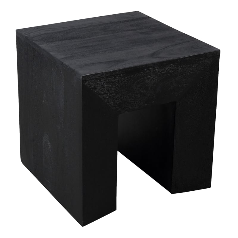 Pemberly Row Solid Mango Wood Side Table in Charcoal Gray Finish
