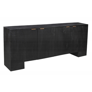 Pemberly Row 4-Door Solid Mango Wood Sideboard in Charcoal Gray Finish